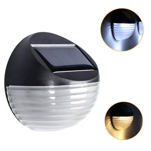 2 PCS capteur de lumière d'énergie solaire 6 lampe à économie d'énergie LED applique murale extérieure clôture de jardin lampe étanche veilleuse (blanc) SH701A113-011