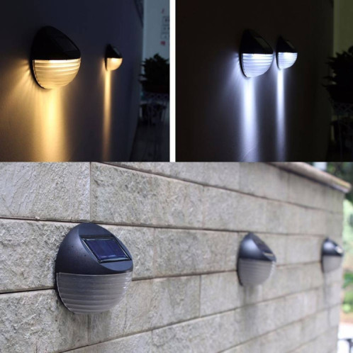 2 PCS capteur de lumière d'énergie solaire 6 lampe à économie d'énergie LED applique murale extérieure clôture de jardin lampe étanche veilleuse (blanc) SH701A113-011