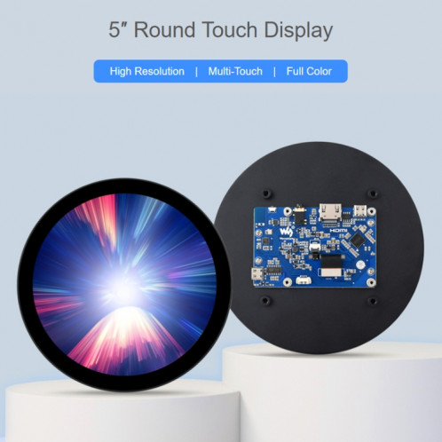 Waveshare 1080x1080 IPS à liaison optique 5 pouces HDMI circulaire 10 points écran tactile (24369) SW601A406-09