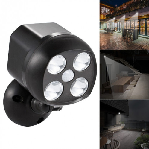 3W 4 LED SMD 3535 Éclairage extérieur Capteur de mouvement sans fil Projecteur extérieur Spot LED Applique murale SH7658436-07