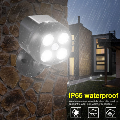 3W 4 LED SMD 3535 Éclairage extérieur Capteur de mouvement sans fil Projecteur extérieur Spot LED Applique murale SH7658436-07