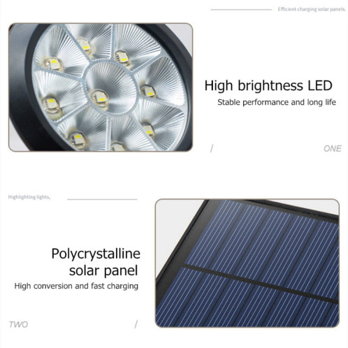 Lumières de jardin à énergie solaire 9 LED jardin extérieur réglable IP65 lumière étanche (blanc chaud + lumière blanche) SH901B1054-08