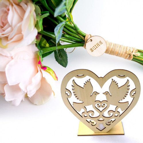 2 PCS Creative Coeur En Forme De Décoration En Bois Signe En Bois Romantique LED Bougie Lumière (JM01453) SH701B1523-08