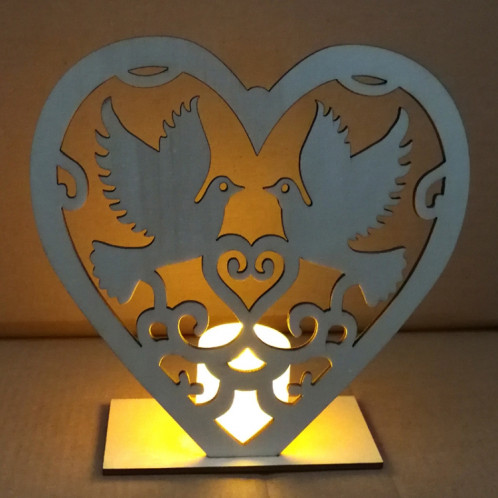2 PCS Creative Coeur En Forme De Décoration En Bois Signe En Bois Romantique LED Bougie Lumière (JM01453) SH701B1523-08