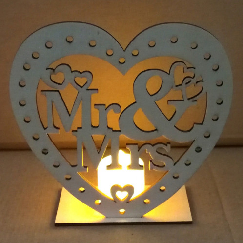 2 PCS Creative Coeur En Forme De Décoration En Bois Signe En Bois Romantique LED Bougie Lumière (JM01454) SH701C1224-08