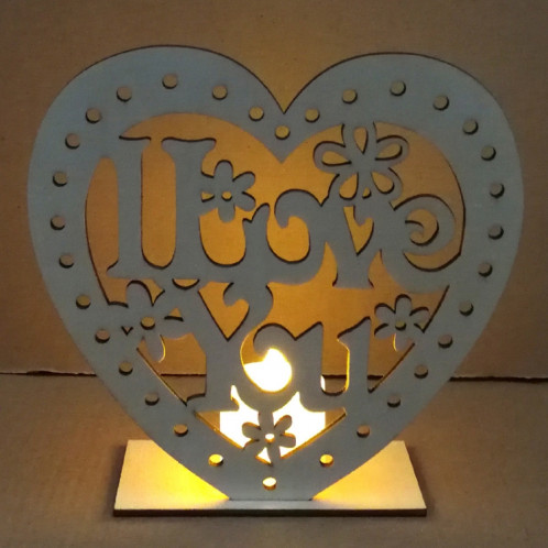2 PCS Creative Coeur En Forme De Décoration En Bois Signe En Bois Romantique LED Bougie Lumière (JM01455) SH701D531-08