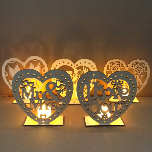 2 PCS Creative Coeur En Forme De Décoration En Bois Signe En Bois Romantique LED Bougie Lumière (JM01456) SH701E637-08