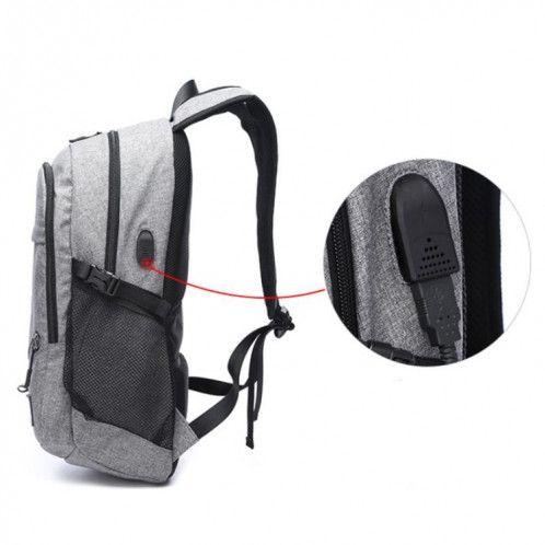 Sac de basket-ball étudiant multifonction hommes randonnée en plein air sac de sport de remise en forme, avec port de chargement USB externe (gris) SH901A993-07