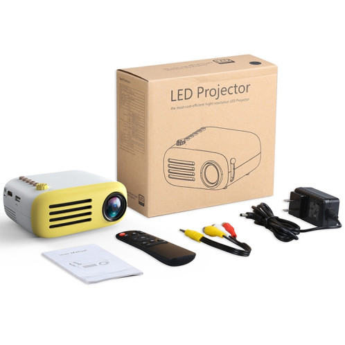YG200 Mini projecteur de poche LED portable AV USB SD HDMI jeu de film vidéo projecteur vidéo de cinéma maison, prise américaine (noir et blanc) SH39BW802-017