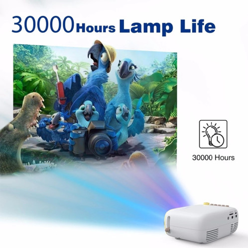 YG200 Mini projecteur de poche LED portable AV SD HDMI vidéo jeu de cinéma projecteur vidéo de cinéma maison, prise américaine (jaune et blanc) SH2139136-017