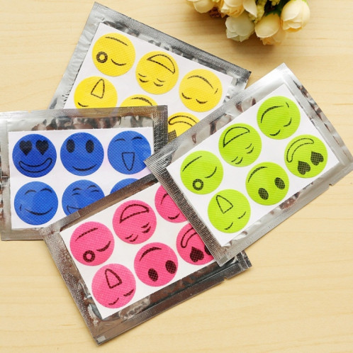 10 pièces autocollants anti-moustiques bricolage autocollants anti-moustiques patchs dessin animé visage souriant répulsif (couleur livraison aléatoire) SH74231734-06
