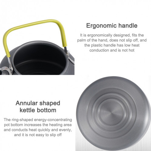 Pot de café en aluminium de bouilloire de théière de pique-nique extérieur portatif de 0.8L d'alpinisme, capacité: 0.8L SH7801371-09