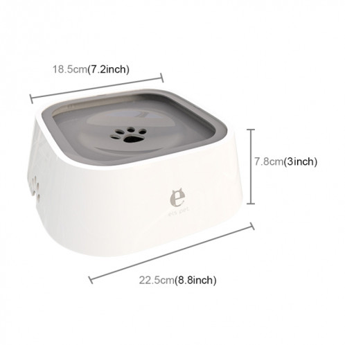 Gamelle d'eau potable anti babines mouillé pour animaux de compagnie chien et chat (gris) 1.5 litre SH701C1761-05