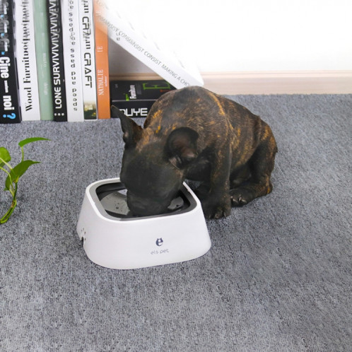 Gamelle d'eau potable anti babines mouillé pour animaux de compagnie chien et chat (gris) 1.5 litre SH701C1761-05