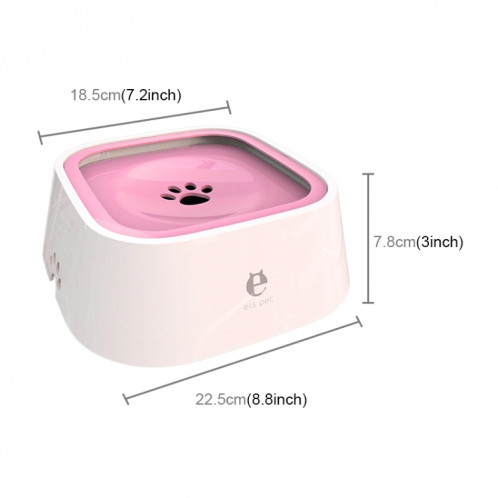 Gamelle d'eau potable anti babines mouillé pour animaux de compagnie chien et chat (rose) 1.5 litre SH701D150-05