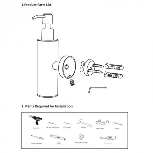 Distributeur de savon manuel mural en acier inoxydable 304, style: rond mural SH75021359-05