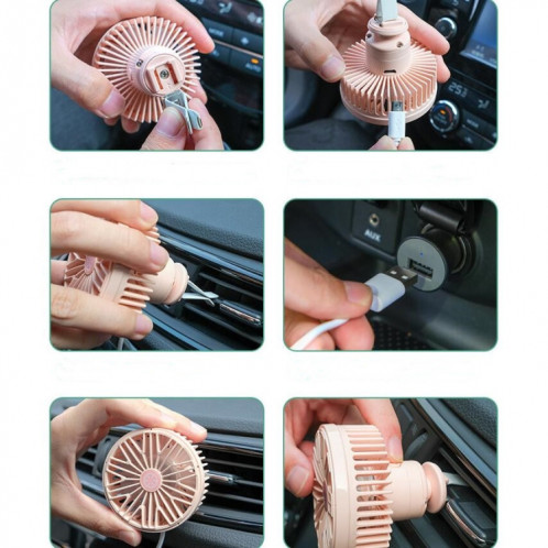 Ventilateur de ventilation de voiture Interface USB multifonction Mini lampe à LED Ventilateur de voiture (jaune) SH201C812-07