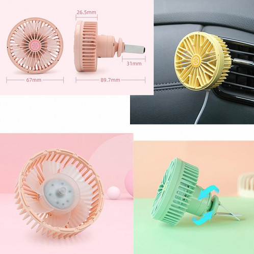 Ventilateur de ventilation de voiture Interface USB multifonction Mini lampe à LED Ventilateur de voiture (jaune) SH201C812-07