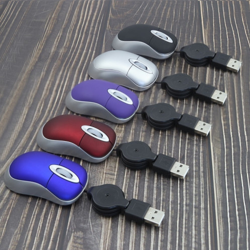 Mini souris d'ordinateur câble USB rétractable optique ergonomique1600 DPI petites souris portables pour ordinateur portable (violet) SH601A1515-06