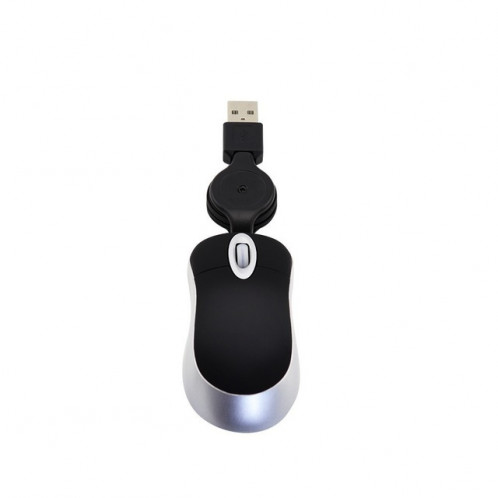 Mini souris d'ordinateur câble USB rétractable optique ergonomique1600 DPI petites souris portables pour ordinateur portable (noir) SH601E1593-05