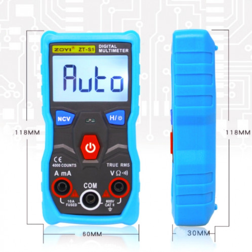 ZOYI ZT-S1 Multimètre numérique intelligent Ampèremètre de capacité automatique (standard bleu) SH701A1284-09