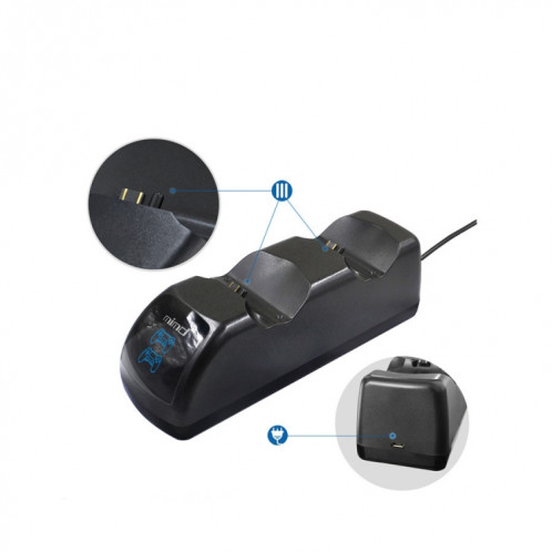 Station d'accueil à double chargeur USB avec indicateur LED pour manette sans fil PS4 (noir) SM201A901-06