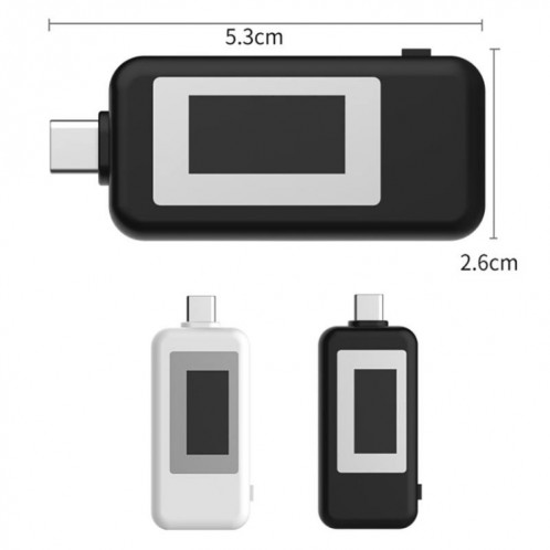 KEWEISI Testeur multifonction Type-C / USB-C Chargeur Détecteur Voltmètre Numérique Ampèremètre Voltmètres (Blanc) SH801A870-010