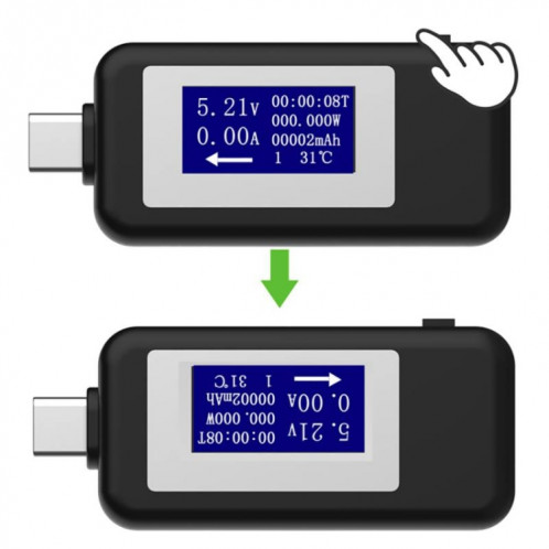 KEWEISI Testeur multifonction Type-C / USB-C Chargeur Détecteur Voltmètre Numérique Ampèremètre Voltmètres (Blanc) SH801A870-010