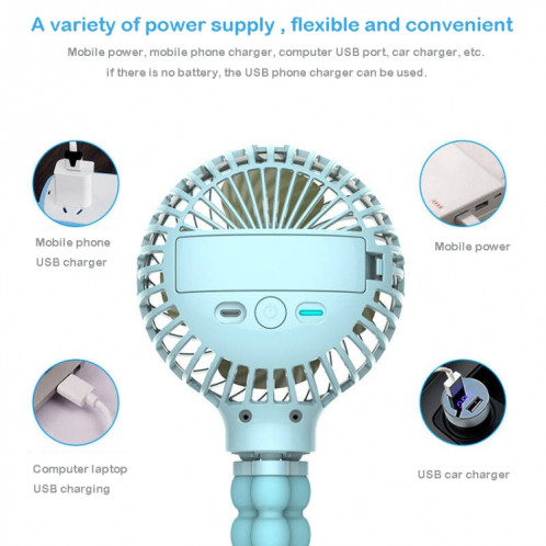 Mini ventilateur portatif rechargeable USB pliable de dessin animé déformé Octopus (bleu) SH201C1643-08