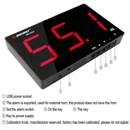 SNDWAY Testeurs de surveillance de décibel de bruit d'affichage numérique grand écran 30 ~ 130dB muraux, spécification: SW525B avec stockage + USB SS6802695-07