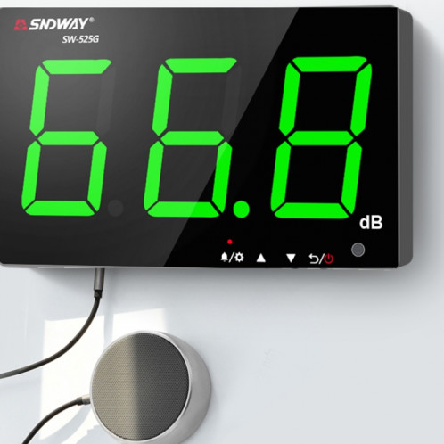 SNDWAY Testeurs de surveillance de décibel de bruit d'affichage numérique grand écran 30 ~ 130dB muraux, spécification: SW525G avec stockage + USB vert SS68051718-07