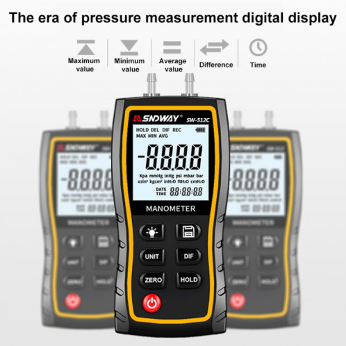 SnDway SW512 Testeur de pression différentiel numérique et négatif de haute précision SS47241842-011