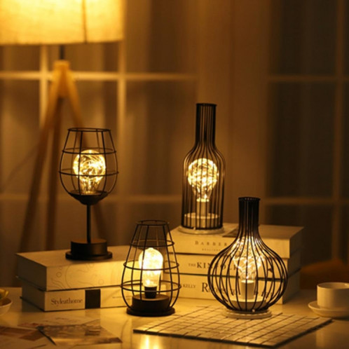 Rétro Classique Fer Art LED Lampe De Table Lampe De Lecture Veilleuse Chambre Lampe De Bureau Éclairage Décoration De La Maison, Abat-jour Style: Réveil Bouteille SH52031830-09