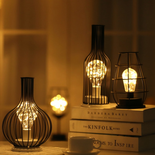 Rétro Classique Fer Art LED Lampe De Table Lampe De Lecture Veilleuse Chambre Lampe De Bureau Éclairage Décoration De La Maison, Abat-jour Style: Réveil Bouteille SH52031830-09