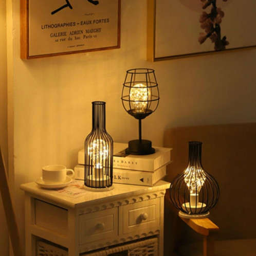 Rétro Classique Fer Art LED Lampe De Table Lampe De Lecture Veilleuse Chambre Lampe De Bureau Éclairage Décoration De La Maison, Abat-jour Style: Réveil Bouteille SH52031830-09