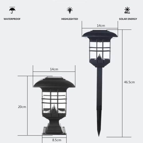 Lampe de mur de pelouse de jardin décorative imperméable extérieure de lumière de pilier solaire (lumière blanche) SH701A1875-07