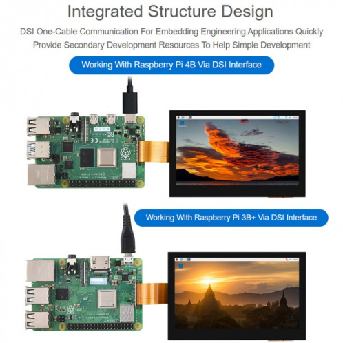 Écran DSI Waveshare 5 pouces, 800 × 480 pixels, panneau d'affichage IPS, style : écran tactile SW9002881-08