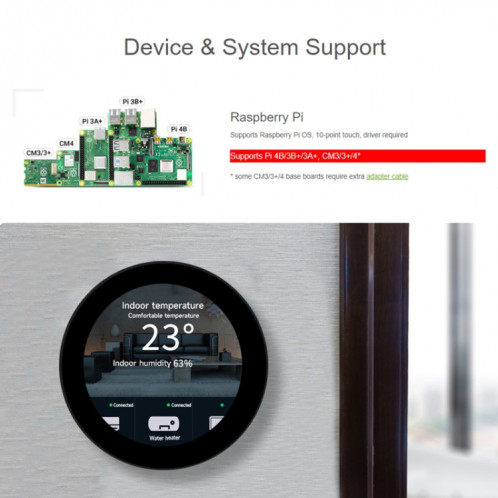 Écran tactile rond Waveshare 3,4 pouces DSI, 800 × 800, IPS, tactile 10 points SW4797744-011