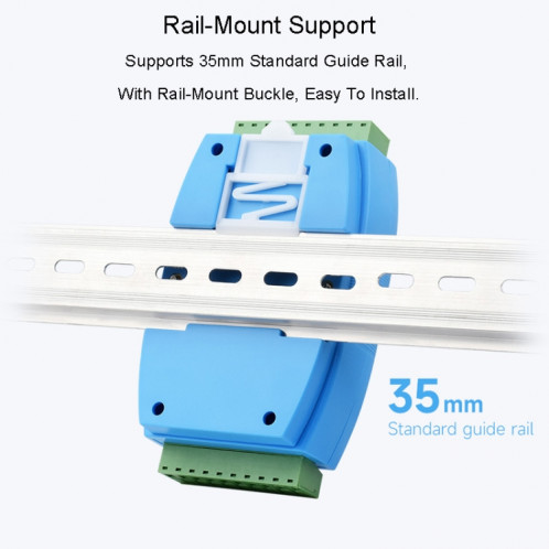 Waveshare RS485-HUB-8P Concentrateur RS485 isolé de qualité industrielle à 8 canaux, support de montage sur rail, large plage de débit en bauds SW4801857-010