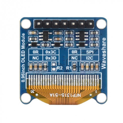 Module d'affichage OLED Waveshare 0,96 pouces, résolution 128 × 64, communication SPI / I2C (C jaune bleu) SW301A1784-08