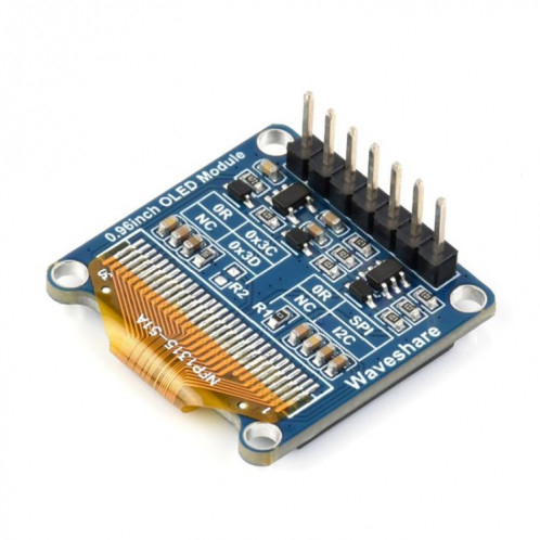Module d'affichage OLED Waveshare 0,96 pouces, résolution 128 × 64, communication SPI / I2C (E Blue) SW301C118-08