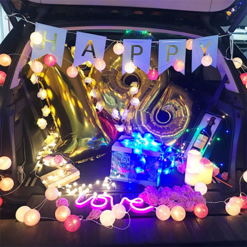 3M 20 Leds Boule De Coton Light String De Vacances De Mariage Fête De Noël Chambre Fée Lumières Extérieur LED Guirlande Décoration, Alimentation: Batterie (Rose) SH002B1970-06