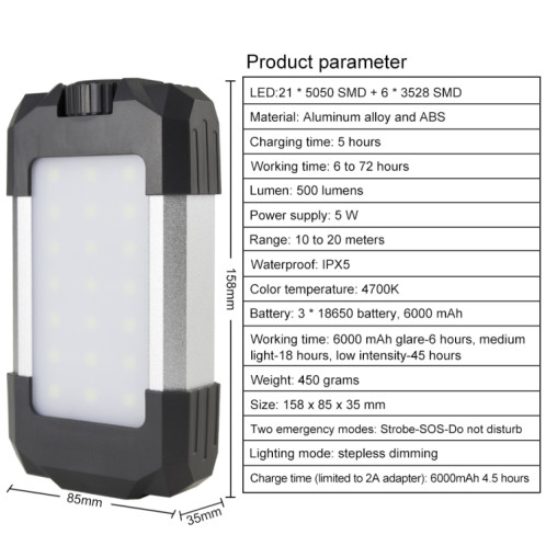 Lanterne de camping portative rechargeable extérieure USB de tente de camping SH96031116-07