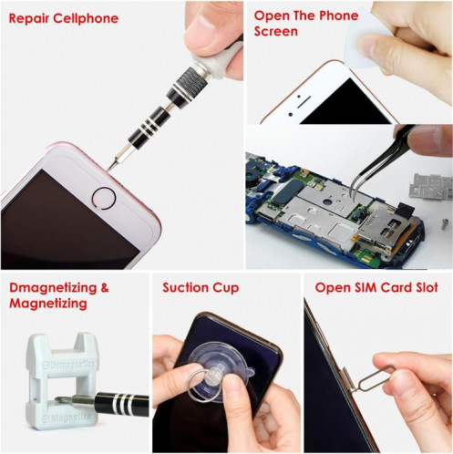 Outil de réparation de démontage de téléphone portable de tournevis de prune magnétique 110 en 1 (noir) SH301C982-08