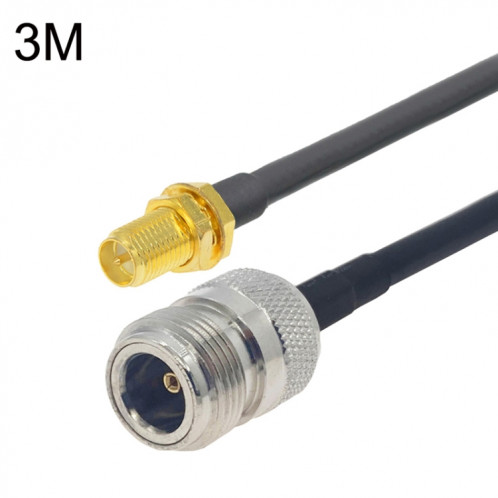 Câble adaptateur coaxial RP-SMA femelle vers N femelle RG58, longueur du câble : 3 m. SH6504470-04