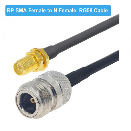 Câble adaptateur coaxial RP-SMA femelle vers N femelle RG58, longueur du câble : 5 m. SH65051830-04