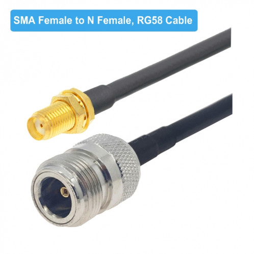 Câble adaptateur coaxial SMA femelle vers N femelle RG58, longueur du câble : 3 m. SH66041906-04