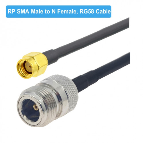 Câble adaptateur coaxial RP-SMA mâle vers N femelle RG58, longueur du câble : 5 m. SH7005769-04