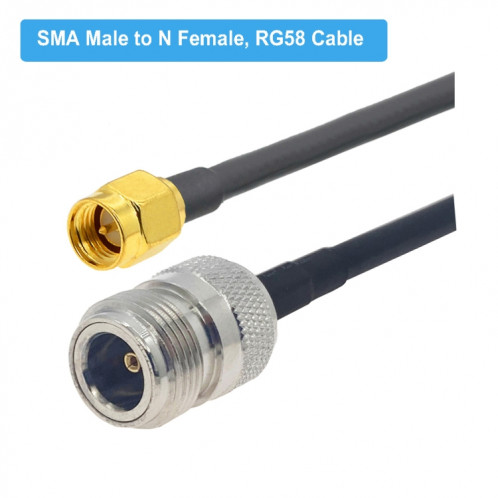 Câble adaptateur coaxial SMA mâle vers N femelle RG58, longueur du câble : 0,5 m. SH71011555-04
