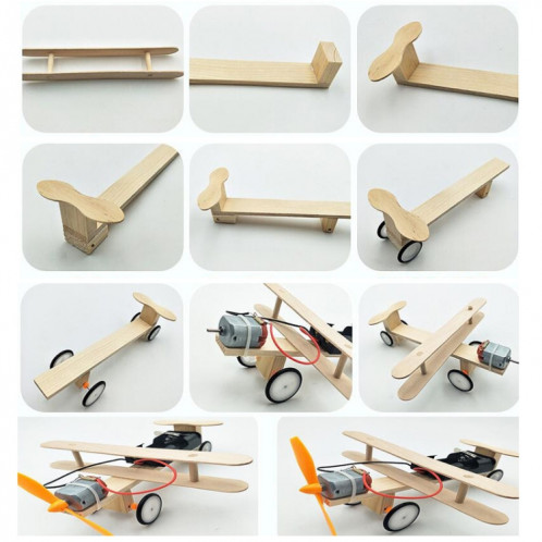 Technologie des enfants petite production bricolage modèle d'avion de taxi électrique matériaux faits à la main jouets d'enseignement SH5822565-05